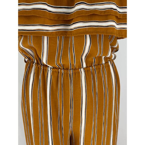 Sadie & Sage Off The Shoulder Striped Jumpsuit Women’s Size Small Burnt Orange - Picture 5 of 8